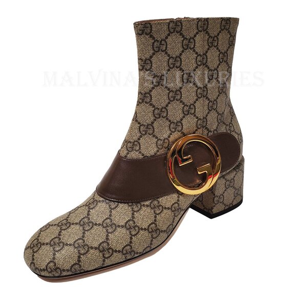 GUCCI BOOTS BLONDIE GG SUPREME CANVAS G LOGO ANKLE BOOTIES sz 39.5 9.5 US - Picture 8 of 15